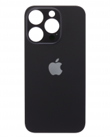 Tapa Trasera de Cristal iPhone 14 Pro (Agujero cámara ampliado) (Negro) (OEM)