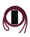 Funda iPhone 12 Mini Transparente con Cordón Burdeos
