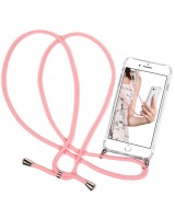 Funda iPhone 7 Plus / 8 Plus Transparente con Cordón Rosa