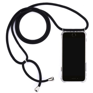Funda iPhone 12 Mini Transparente con Cordón Negro