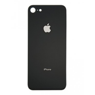 Tapa Trasera de Cristal iPhone 8 Negra (Agujero cámara ampliado)